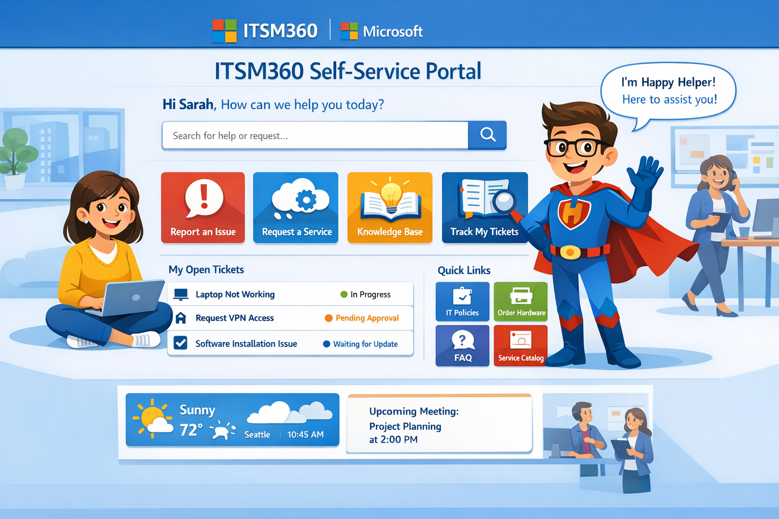 Microsoft look feel met ITSM360 selfservice app m